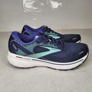 Brooks Ghost Athletic Shoes - Navy and Teal